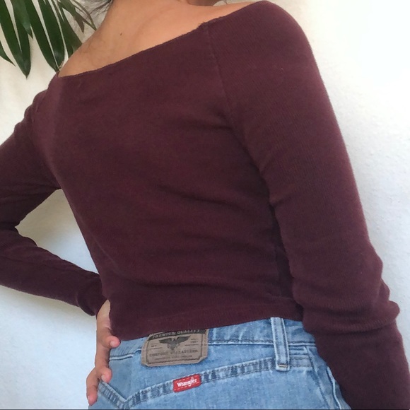 Brandy Melville long sleeve off the shoulder top - Picture 2 of 3